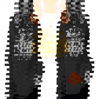 Cheer Sister Black Gold Pom Cheerleader Cheerleading Women Sweatshirt - Seseable