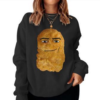 Chicken Nugget Man Face Cowboy Meme Women Sweatshirt - Monsterry
