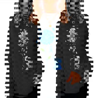 Child Abuse Awareness Blue Ribbon Sunflower Elephant Women Sweatshirt - Monsterry