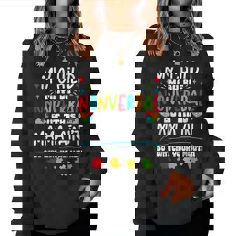 My Child May Be Nonverbal But This Mama Ain't Autism Ribbon Women Sweatshirt | Mazezy