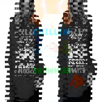 Chillin With My First Grade Snowmies Winter Snowman Crew Women Sweatshirt | Seseable FR