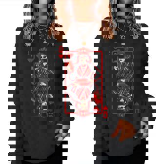 Classic Whimsical Queen Of Hearts Sunglasses Playing Card Women Sweatshirt - Monsterry