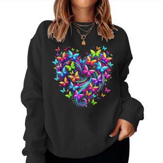 Colorful Butterfly Heart Nature Women Sweatshirt - Thegiftio UK