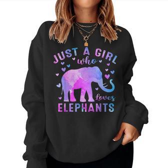 Colorful Just A Girl Who Loves Elephants Girls Women Sweatshirt - Thegiftio UK