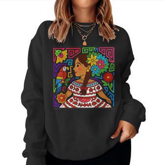 Colorful Pollera Girl Mola Inspired Panama Women Sweatshirt | Seseable FR