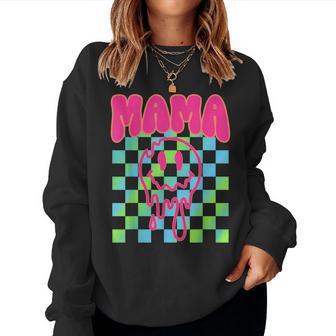 Colorful Rainbow Checkered Mama Face Mom Life Womens Women Sweatshirt | Seseable UK