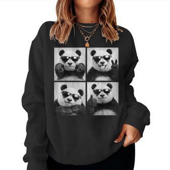 Cool Panda With Sunglasses Photobooth Giant Panda Bear Women Sweatshirt - Thegiftio UK