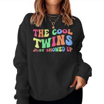 Cool Twins Just Showed Up Spirit Week Groovy Twin Day Twins Women Sweatshirt - Thegiftio UK