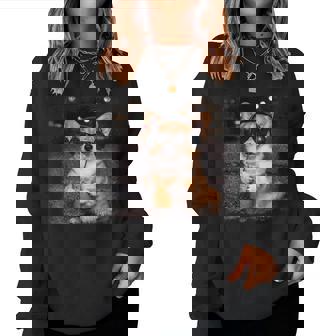 Corgi Drinking Iced Coffee Lover Humor Meme Women Sweatshirt - Seseable