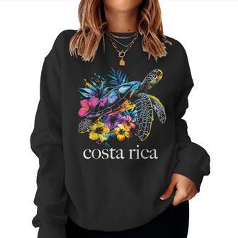 Costa Rica Sea Turtle Flowers Diving Surfer Souvenir Women Sweatshirt - Thegiftio