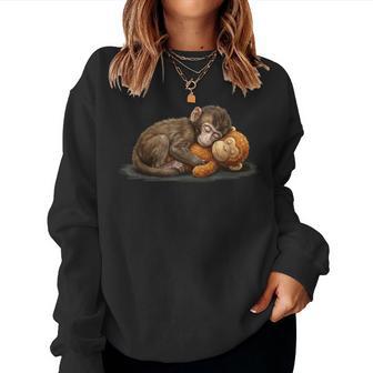 Cute Baby Monkey Punch Meme Women Women Sweatshirt - Thegiftio UK
