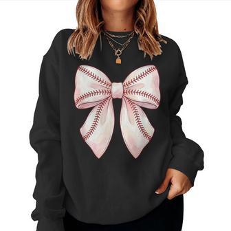 Cute Baseball Coquette Bow Girls Women Sweatshirt - Thegiftio UK