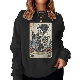 Cute Blue Heeler Dog Mom Tarot Card Skeleton Mama Dog Pet Women Sweatshirt - Thegiftio