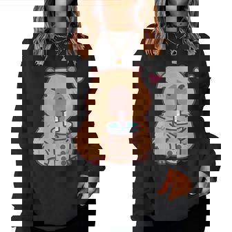 Cute Capybara Kawaii Anime Drinking Bubble Tea Lover Girls Women Sweatshirt | Mazezy