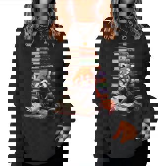 Cute Red Panda Reading Book Animal Bookworm Women Sweatshirt | Mazezy