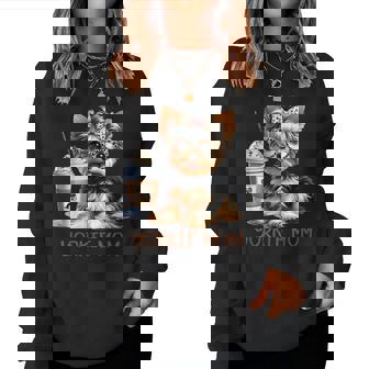 Cute Yorkie Mom Coffee Latte Iced Cream Yorkie Dog Mama Women Sweatshirt - Monsterry