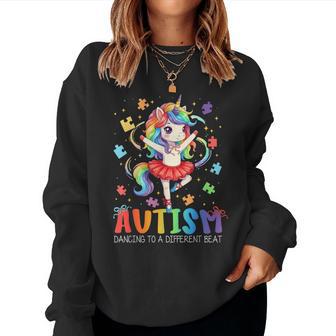 Dancing To A Different Beat Unicorn Autism Awareness Girl Women Sweatshirt - Monsterry