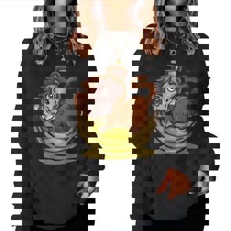 De Mono Niños Orangután De Plátano Zoo Circo Cuello Sudadera Mujer - Regaloses