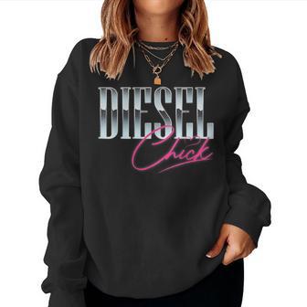 Diesel Chick Trucker Truck Driver Retro Vintage Women Sweatshirt - Thegiftio UK