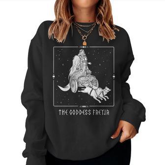 Diosaikinga Freyja Gato Carro Tarot Nórdico Pagano Freya In Mangas Sudadera Mujer - Regaloses
