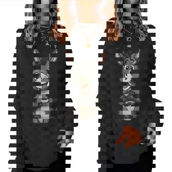 Donkey With Heart Sweet Donkey Motif With Heart Symbol Women Sweatshirt | Seseable CA