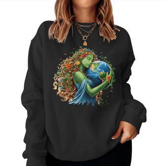 Earth Day 2026 Green Mother Nature Planet Girls Women Sweatshirt - Monsterry