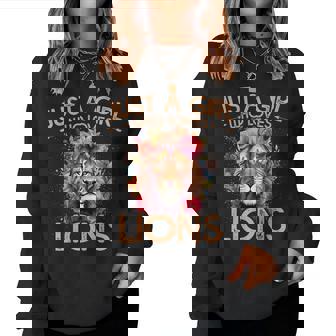 Floral Lion Just A Girl Who Loves Lions Women Sweatshirt | Mazezy