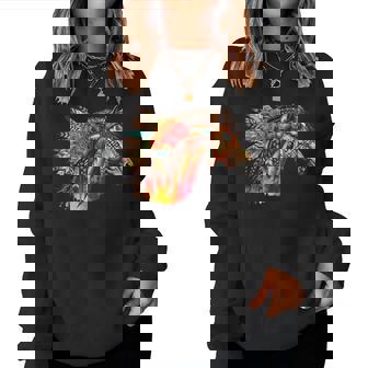 Floral Wild Horse Country Horse Riding Women Sweatshirt | Mazezy