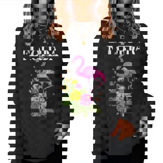 Florida Flamingo Miami Tropical Plants Souvenir Vintage Women Sweatshirt - Thegiftio