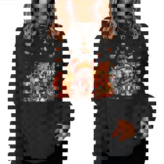 French Bulldog Thanksgiving Leopard Pumpkins Fall Leaves Women Sweatshirt | Mazezy