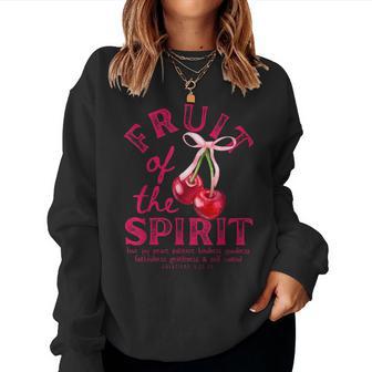 Fruit Of The Spirit Christian Coquette Pink Bow Cherries Women Sweatshirt - Monsterry