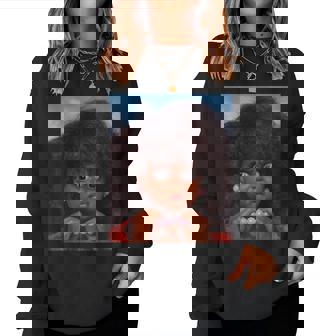 Black Disgusted Doll Face Meme Women Women Sweatshirt | Mazezy