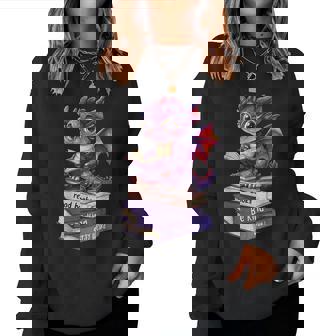 Cute Dragon Read Books Be Kind Stay Weird Book Lover Women Sweatshirt | Mazezy