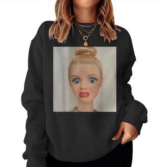 Disgusted Doll Face Meme Disgusting Reaction Sarcastic Women Sweatshirt - Thegiftio UK