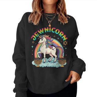 Hanukkah Jewnicorn Unicorn Girl Lgbt Jewish Chanukah Women Sweatshirt | Mazezy
