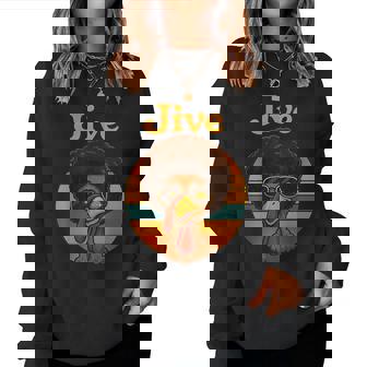 Jive Thanksgiving Turkey Day Retro Holiday Women Women Sweatshirt - Monsterry