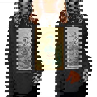 Nessie Playing Bagpipes Under A Rainbow In Scotland Women Sweatshirt - Thegiftio