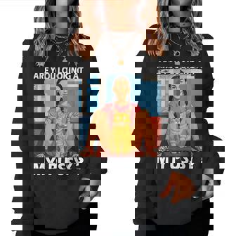 Pussy Meme Adult Girls Pun Are You Looking At My Pussy レディーススウェットシャツ - Kawaiitshirt