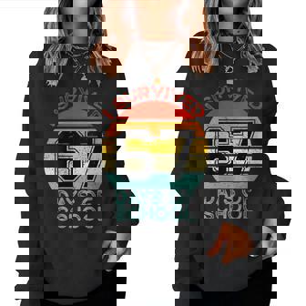 Retro I Survived 67 Days Of School Teachers Students Women Sweatshirt - Thegiftio