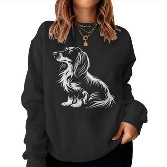 Retro Vintage Logo Long Haired Dachshund Women Sweatshirt - Thegiftio UK