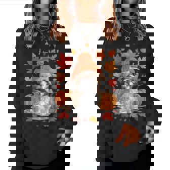 Shih Tzu Fall Scarf Autumn Leaves Dog Lovers Women Sweatshirt | Seseable CA