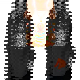 Turkey Reading Book Fall Thanksgiving Teacher Student Women Sweatshirt - Thegiftio