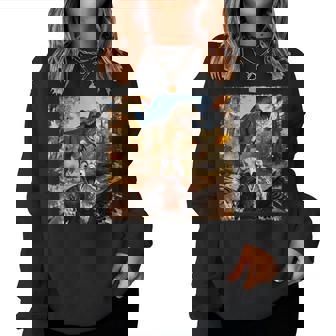 Turkey Selfie With T-Rex Dinosaur Thanksgiving Fall Women Sweatshirt - Monsterry