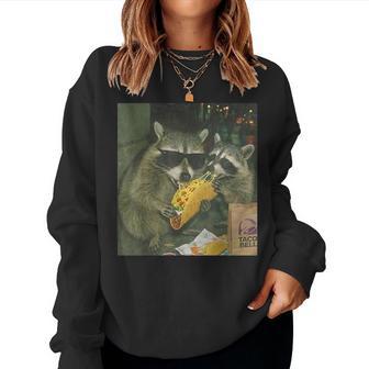 Vintage Raccoon Eating Tacos Meme Humor Women Women Sweatshirt - Thegiftio UK
