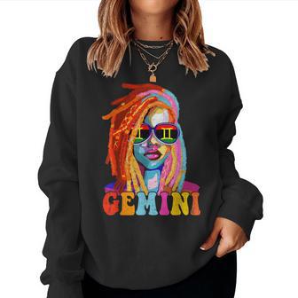 Gemini Queen African American Loc'd Zodiac Sign Women Sweatshirt - Thegiftio UK
