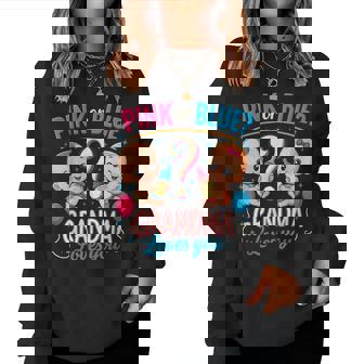 Gender Reveal Grandma Pink Or Blue Grandma Loves You Women Sweatshirt - Seseable