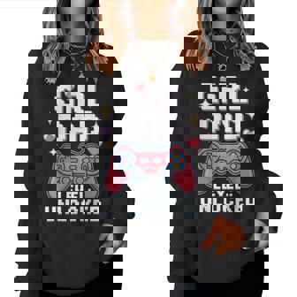 Girl Dad Level Unlocked Gamer Dad For New Fathers Women Sweatshirt - Thegiftio