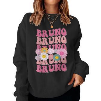 Girl Retro Bruno First Name Personalized Groovy 80'S Women Sweatshirt - Monsterry