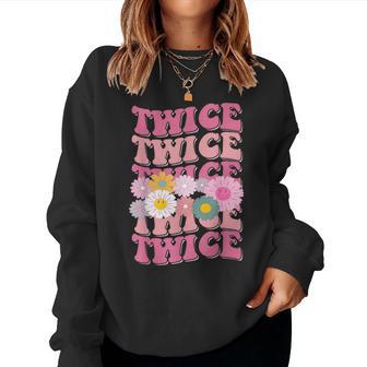 Girl Retro Twice First Name Personalized Groovy 80'S Women Sweatshirt - Monsterry