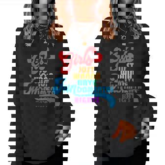 Girls Just Wanna Have Fundamental Rights カラフル レインボー レディーススウェットシャツ - Kawaiitshirt